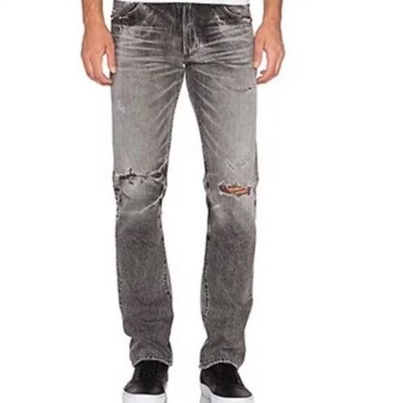 New Agolde Los Angeles Men Denim Rockwell Slim Fit Whiskered Distressed Jeans 36 - Picture 1 of 12